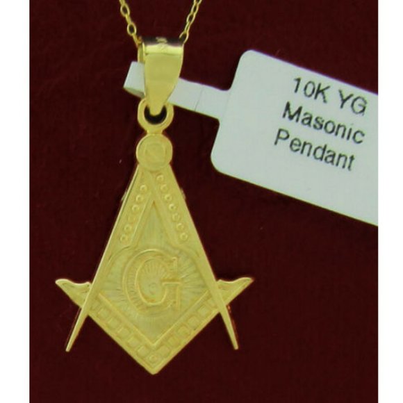 3D Masonic Pendant 10k Yellow Gold